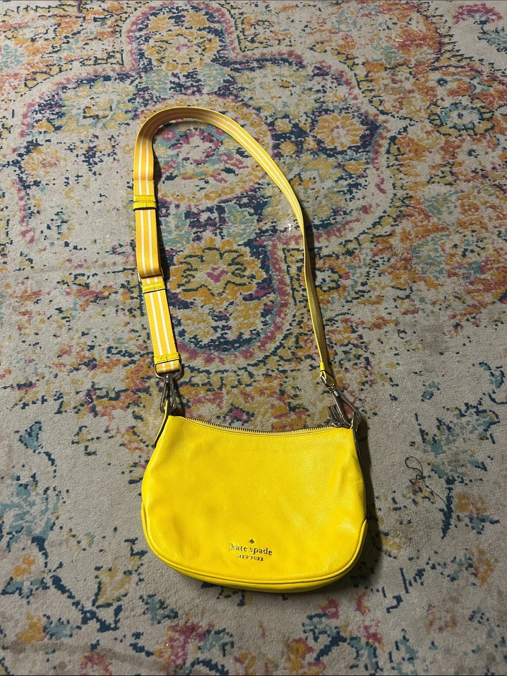 kate spade‎ Yellow Leather Crossbody with Striped Strap
